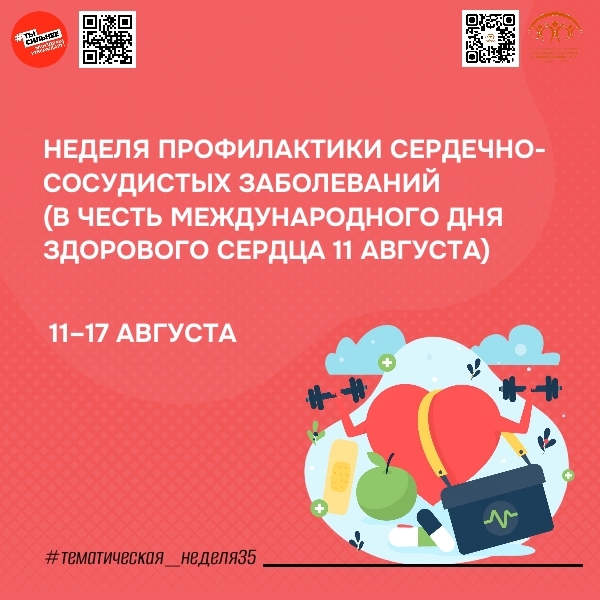 1–17 августа – Неделя профилактики сердечно-сосудистых заболеваний в России