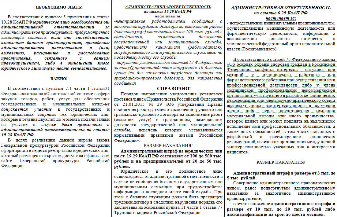 Памятка об ответственности юридических лиц и индивидуальных предпринимателей за совершение коррупционных правонарушений