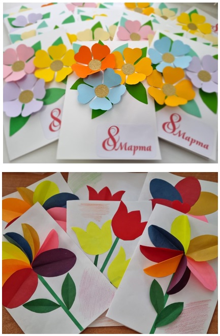 Изготовление открытки к Международному женскому дню